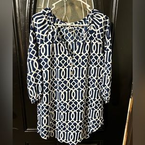 Mudpie navy blue/white lattice tunic small(4-6) NWOT